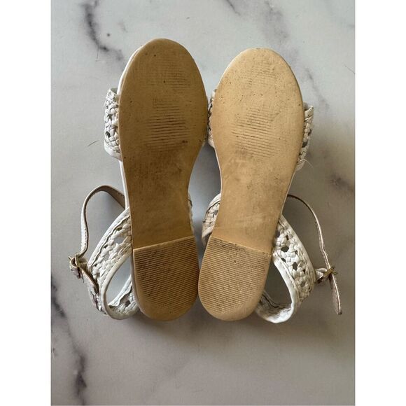 Janie & Jack girls size 13 white open toe sandals basket weave woven lattice sma - Picture 8 of 8